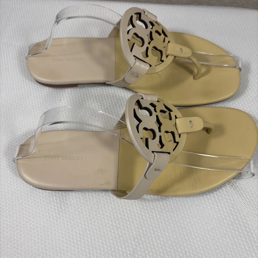 TORY BURCH Soft Miller Sandals Bicolor Sweet Corn New Ivory 9M‎